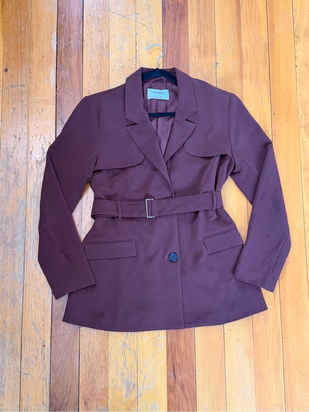 4th & Reckless Elita Belted Blazer Maroon Sz XL